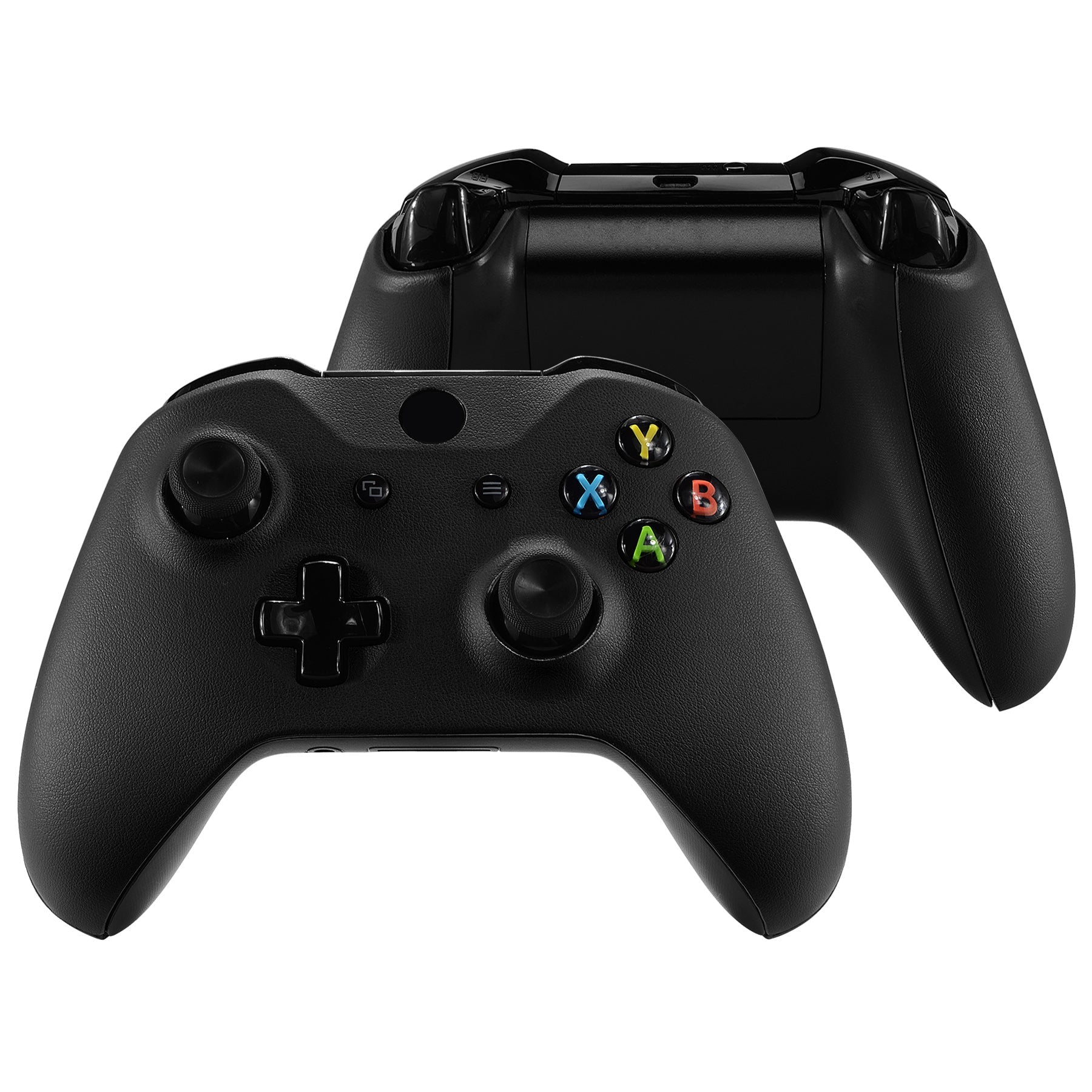 Premium Black PU Leather Replacement Front Housing Shell with Side Rails Panel for Xbox One X & S Controller (Model 1708) - Enhanced Grip & Comfort for Gaming Sessions
