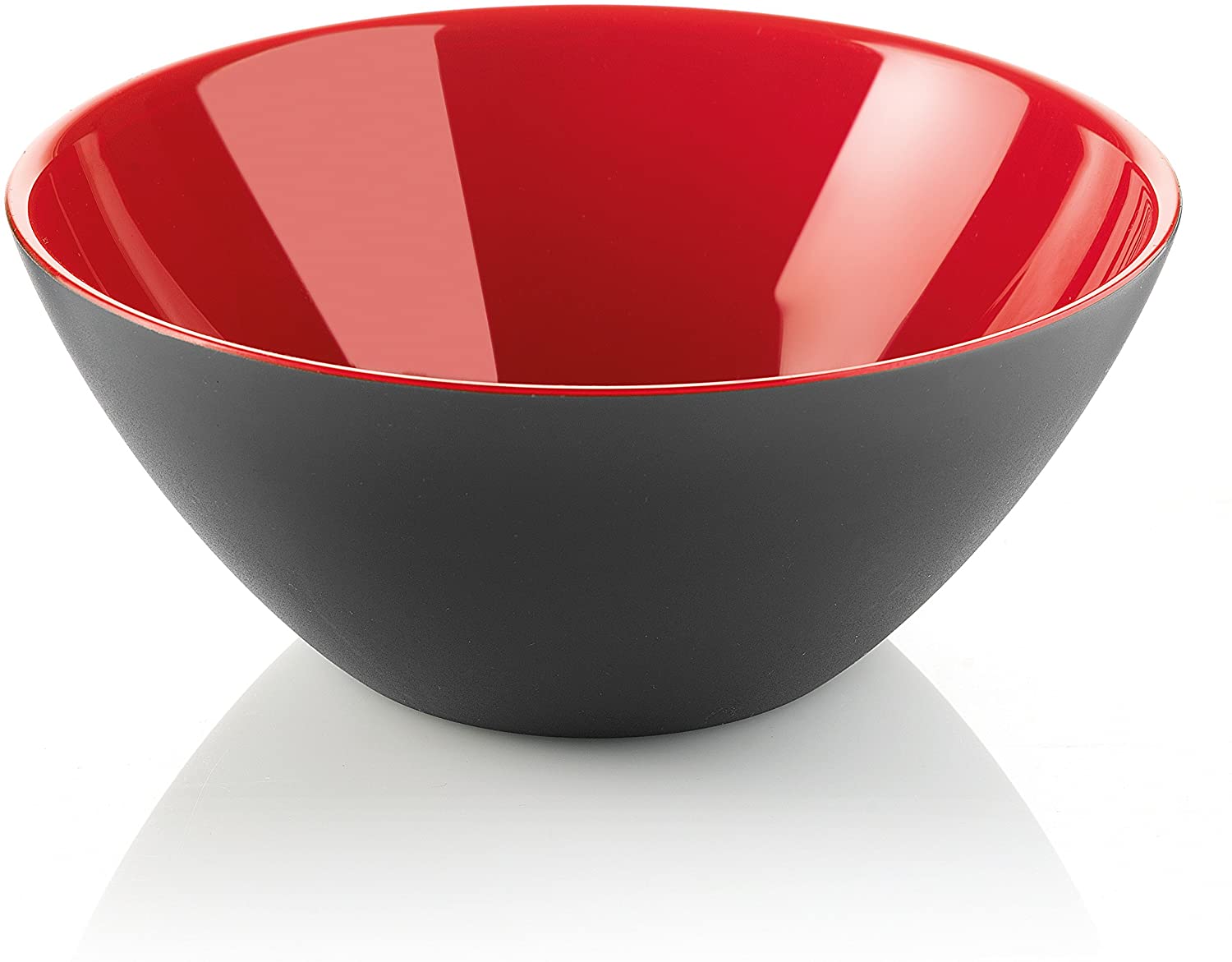 Guzzini My Fusion 2-Piece Acrylic Bowl Set - Black Exterior & Red Interior - Perfect for Salads, Snacks & Serving Dishes