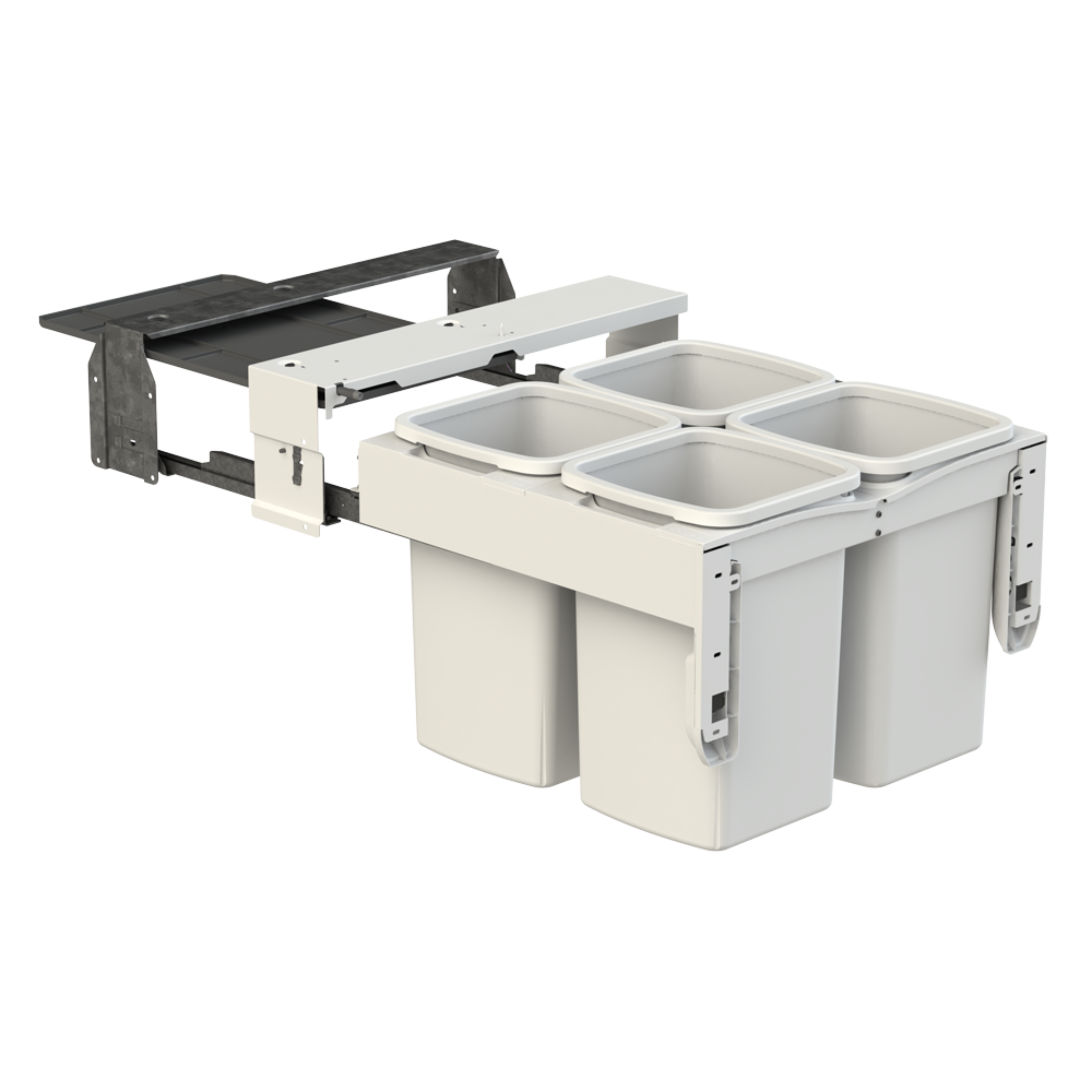 Hideaway Concealed CR600 416D W 4 x 16Ltr Waste Bin - Space Saving Trash Can for Kitchen, Bathroom, Office & Home Organization