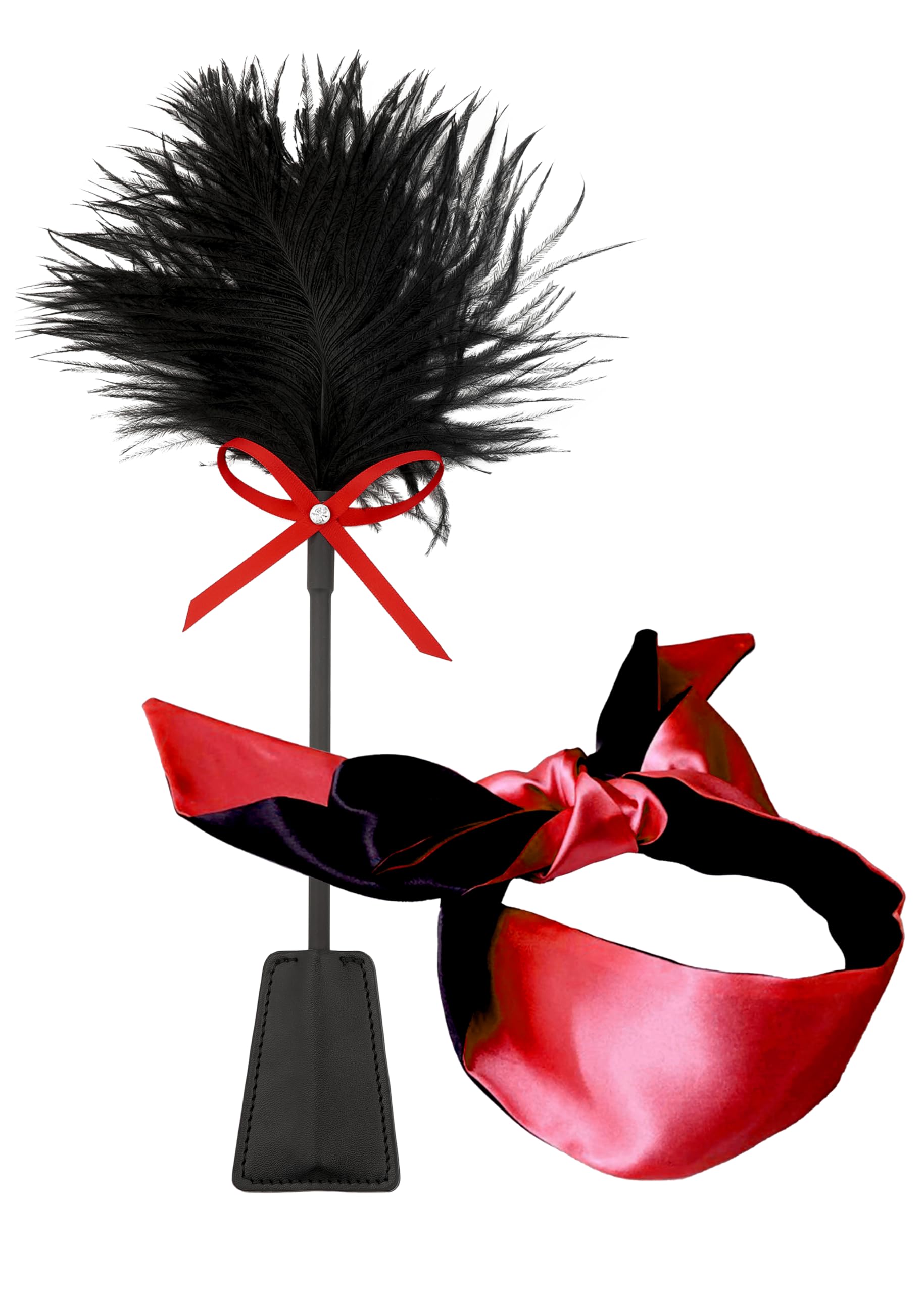 Feather Tickler & Satin Blindfold for BDSM, Bondage & Sensual Play