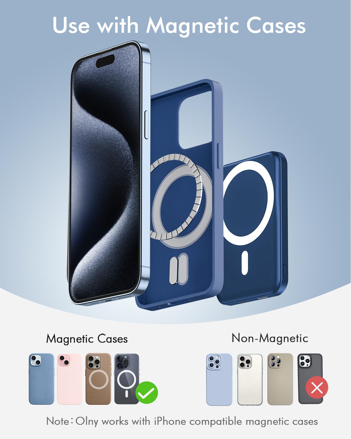 Podoru 5000mAh MagSafe Wireless Power Bank - Ultra Slim Magnetic Battery Pack with 20W Fast Charging & USB-C Cable | Compatible with iPhone 16/15/14/13/12 Series (Dark Blue) | Perfect for Travel, Work & On-the-Go Charging