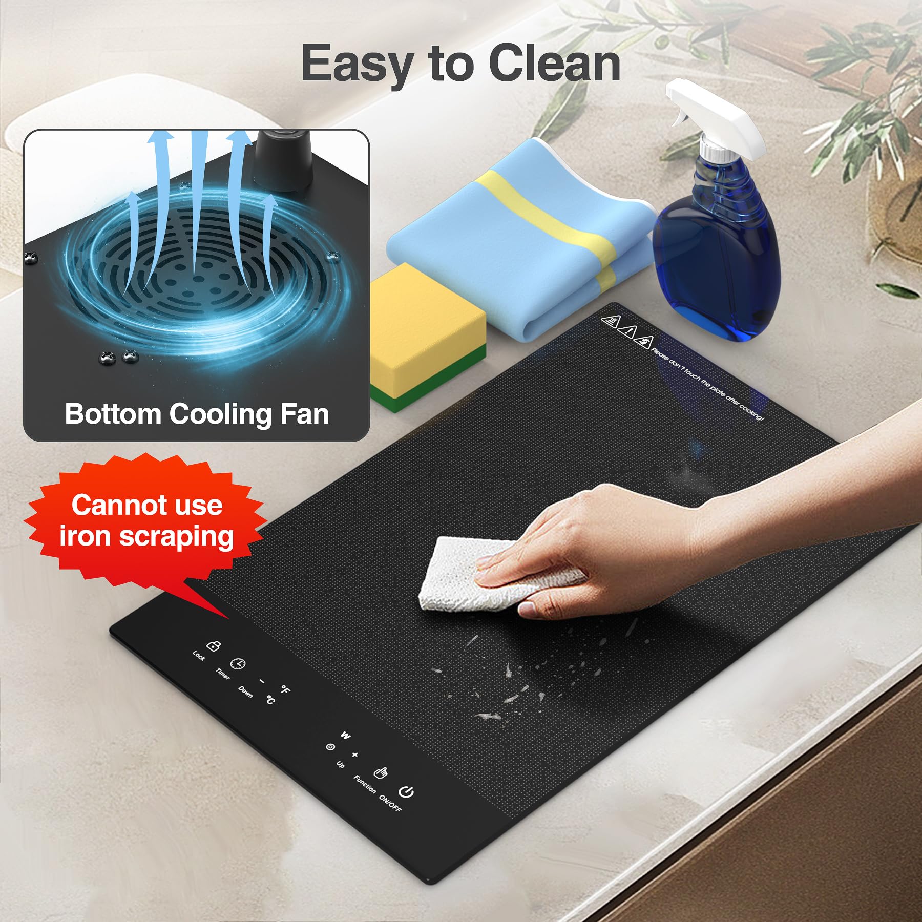 VBGK 2000W Portable Induction Cooktop - 110V Electric Stove Top with LED Touch Control, 9 Power Levels, Child Lock & Timer, Overheat Protection - Perfect for Small Kitchens, Dorms, RVs & Outdoor Cooking