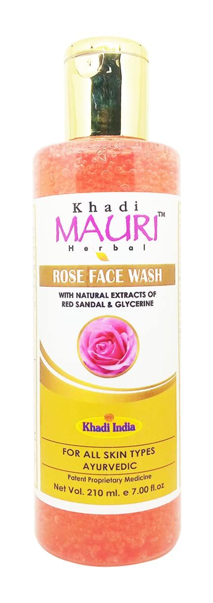 Khadi Mauri Rose Face Wash - 210ml | Natural & Organic Cleanser for Glowing Skin | Perfect for Daily Skincare Routine & Sensitive Skin Care