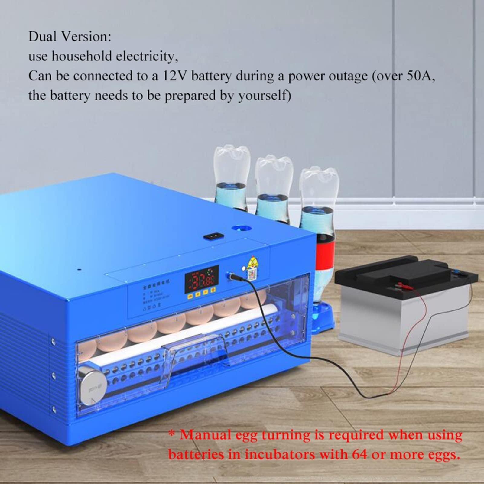 Automatic Egg Incubator for Chicken Duck Goose - 129 Eggs Capacity with LED Display, Auto Turning, Temperature Control & Ventilation System - Perfect for Home Poultry Farming and Hatching Birds