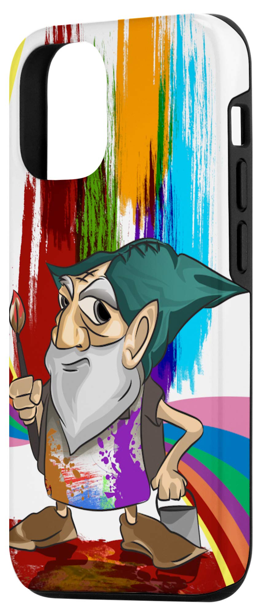 iPhone 12/12 Pro Kawaii Artist Gnome Case - Cute Rainbow Painter Design for Garden & Art Lovers | Perfect Gift for Artists, iPhone Protection with Unique Style
