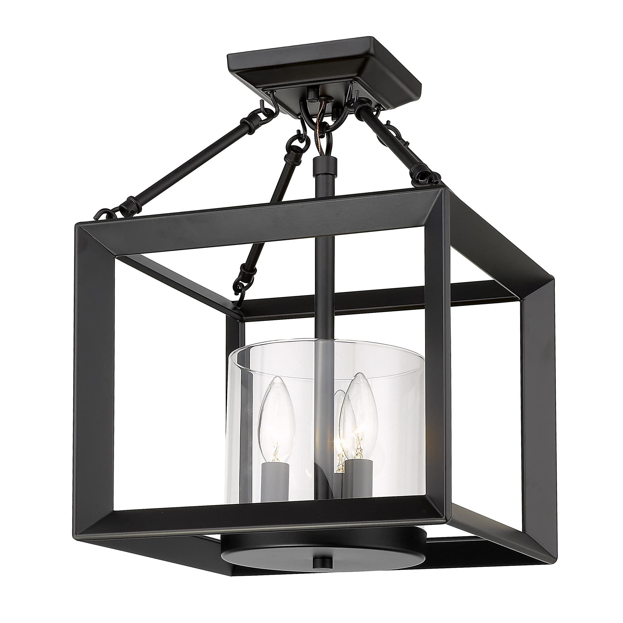 Smyth Mini Chandelier Light Fixture - Gunmetal Bronze & Clear Glass Pendant Lighting for Dining Room, Bedroom, Entryway - Matte Black Finish with Crystal Clear Glass Shades