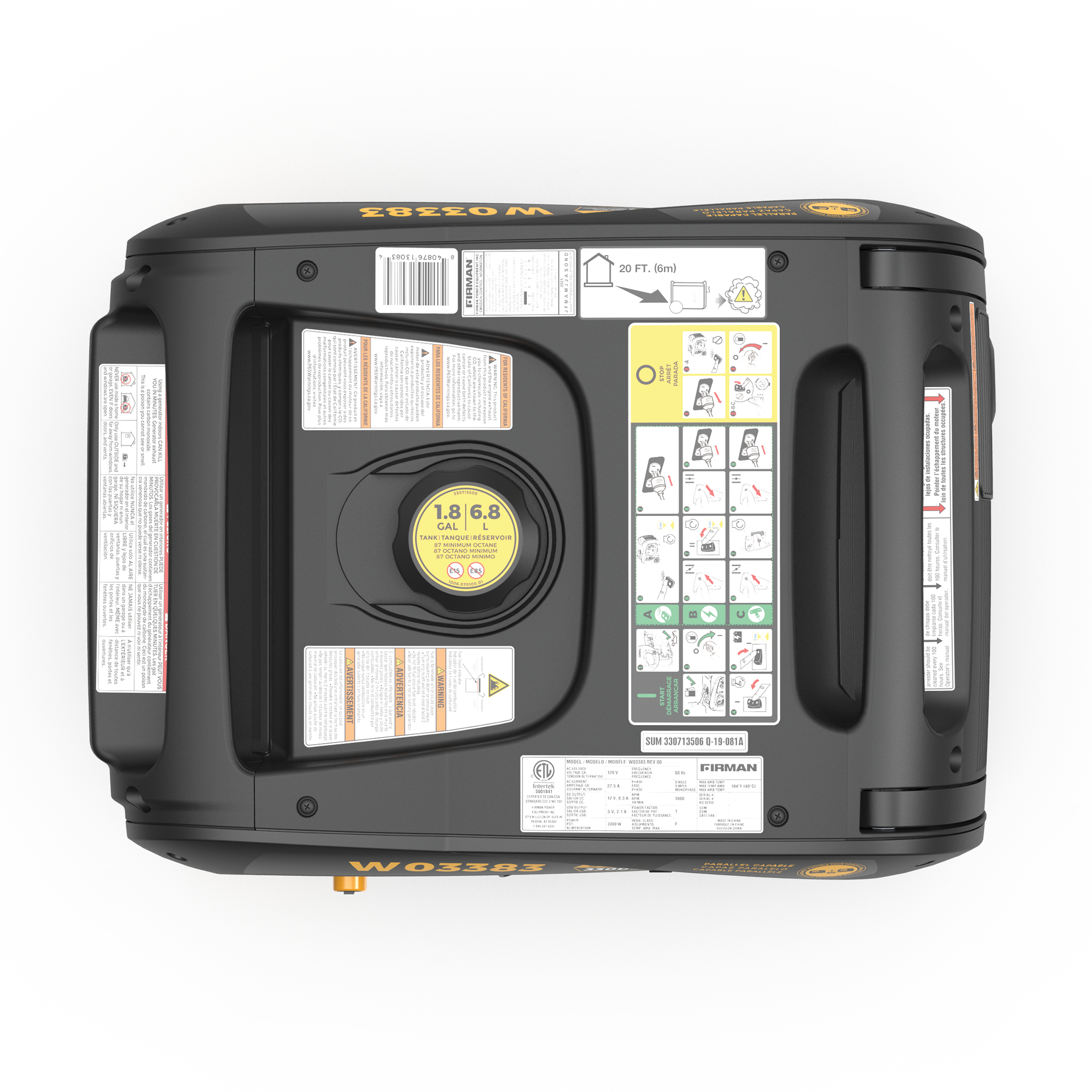 Refurbished 3650W Portable Inverter Generator with Remote Start - Perfect for Camping, RV Trips, and Emergency Power Backup