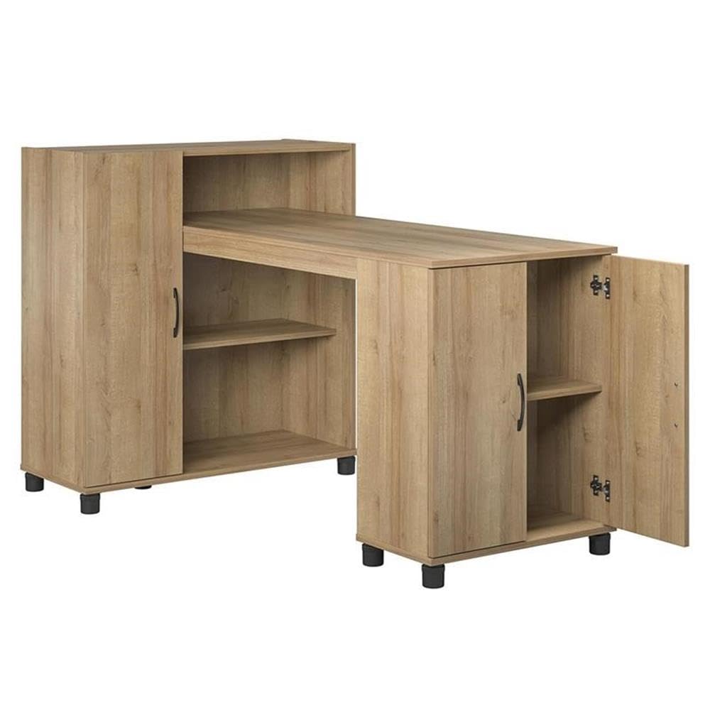 Pemberly Row Transitional Engineered Wood Hobby and Craft Desk in Natural - Perfect for DIY Projects, Scrapbooking & Home Office Workspace