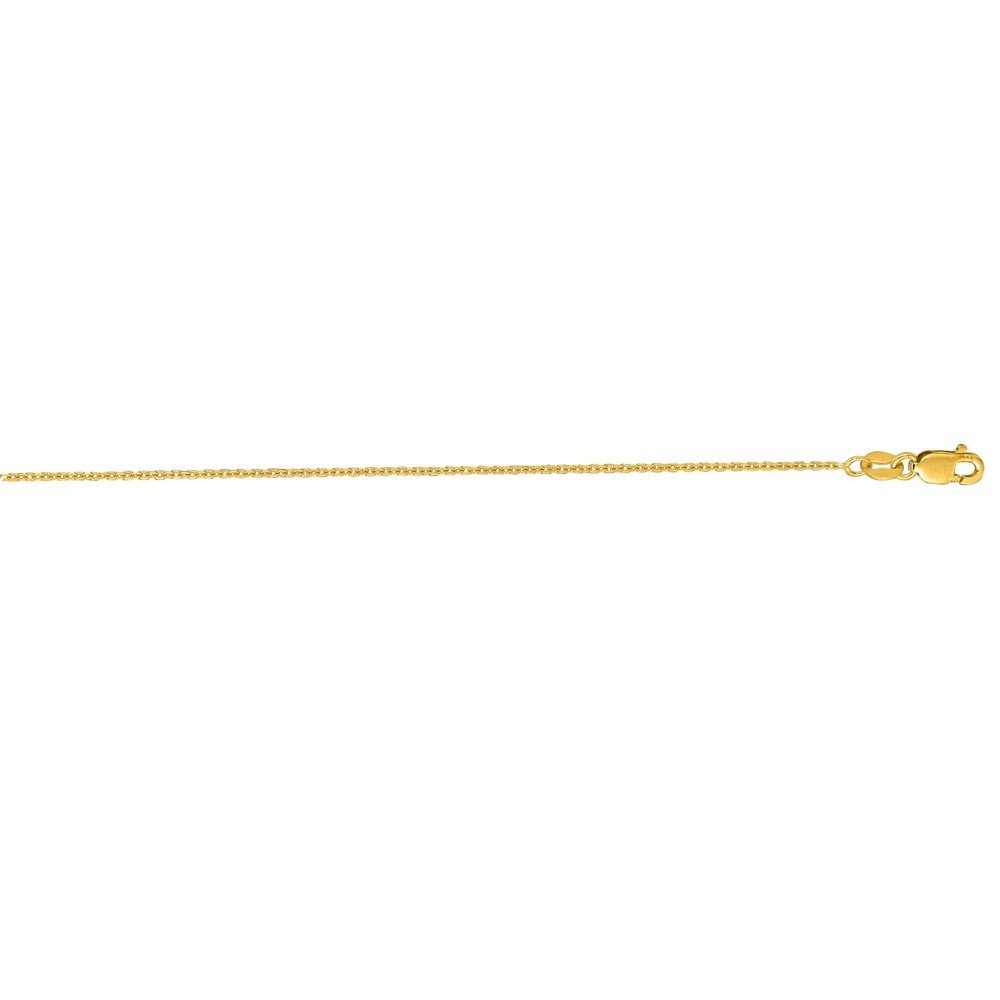 14K Yellow Gold 1.1mm Sparkle Cut Cable Link Chain Necklace with Lobster Clasp - Elegant Unisex Jewelry for Everyday Wear, Gifts & Special Occasions