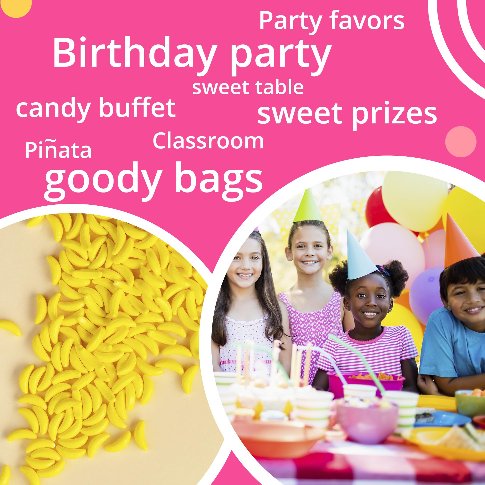 Banana Runts Hard Candy - 1200 Pieces (1.7 lb) Bulk Candy for Gumball Machines, Cake Decorations, Party Favors & Easter Baskets - Yellow Banana Flavored Candy for Pinatas, Goodie Bags & Birthday Parties - Perfect for Candy Buffets and Sweet Treat Displays