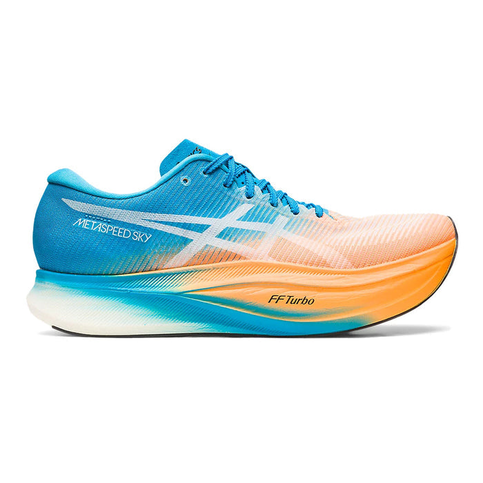 ASICS Men's Metaspeed Sky+ Running Shoes - Orange Pop/Island Blue - Size 12.5 D Medium - Lightweight Performance Sneakers for Marathon Training & Road Racing
