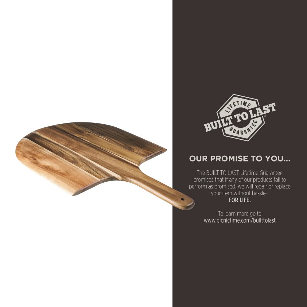 PICNIC TIME NFL Acacia Wood Pizza Peel - Premium Pizza Paddle & Bread Board for Serving - Durable Acacia Wood Pizza Spatula - Perfect for Outdoor BBQ, Pizza Parties & Home Kitchen Use