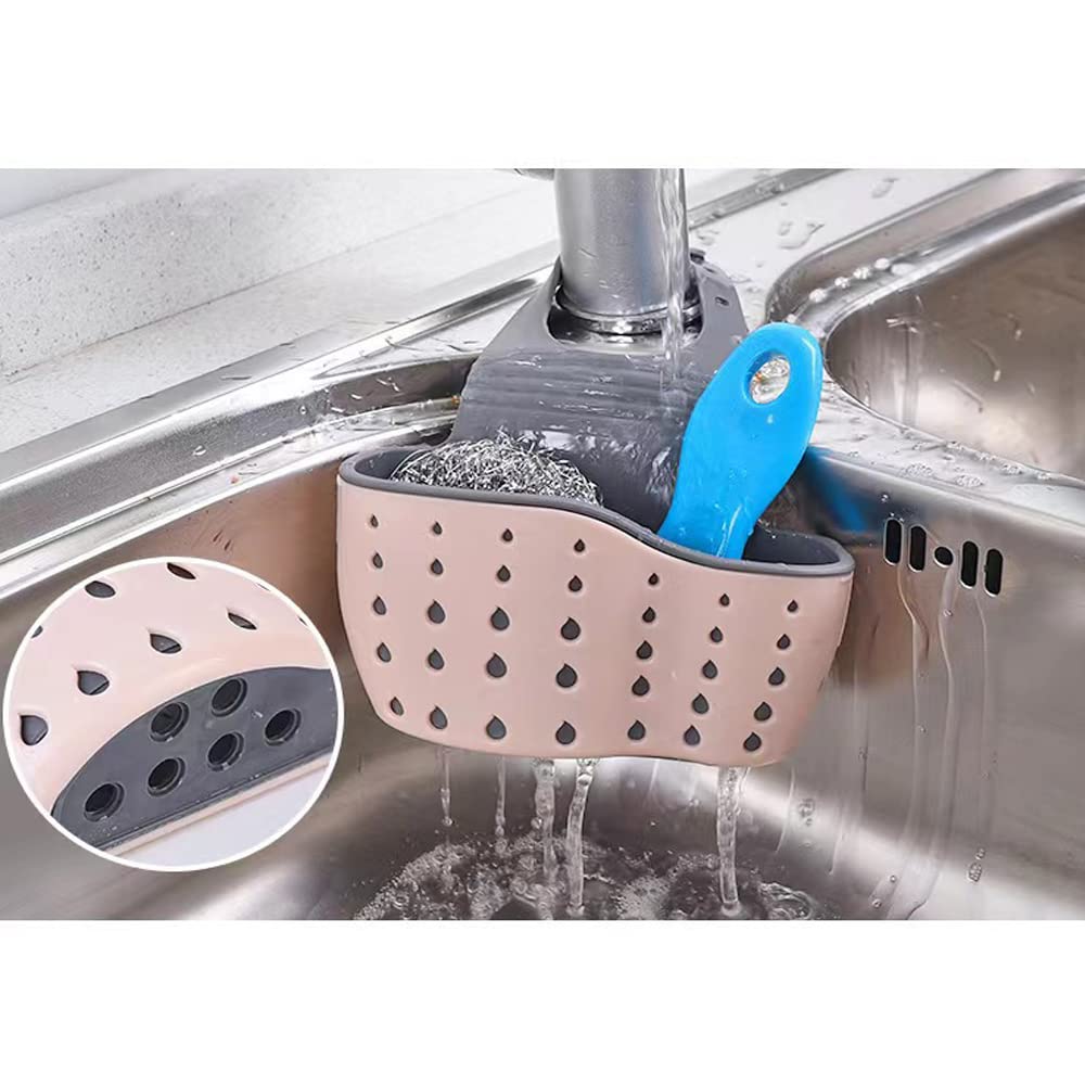 Over Faucet Sponge Holder & Sink Caddy Organizer - Hanging Drain Rack for Kitchen Sink Organization | Perfect for Small Kitchens & Dishwashing Stations