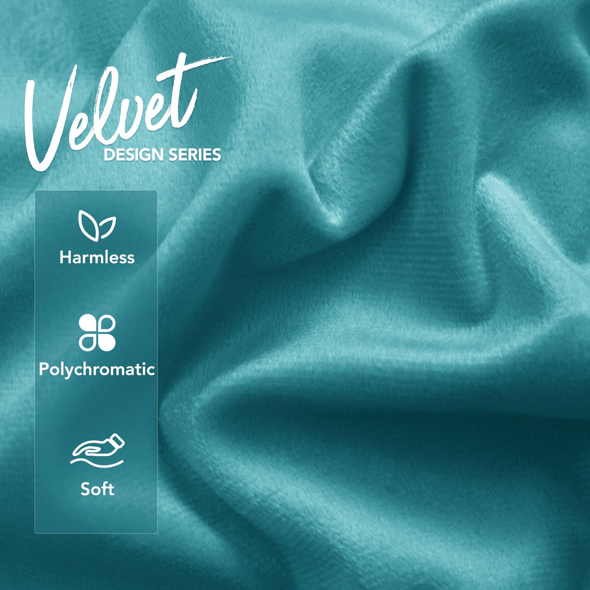 Deconovo 2 Pack Velvet Throw Pillow Covers 22x22 Inches - Super Soft Plush Cushion Covers for Sofa, Couch, Bed - Turquoise Blue Decorative Pillowcases for Living Room, Bedroom, Dorm Decor