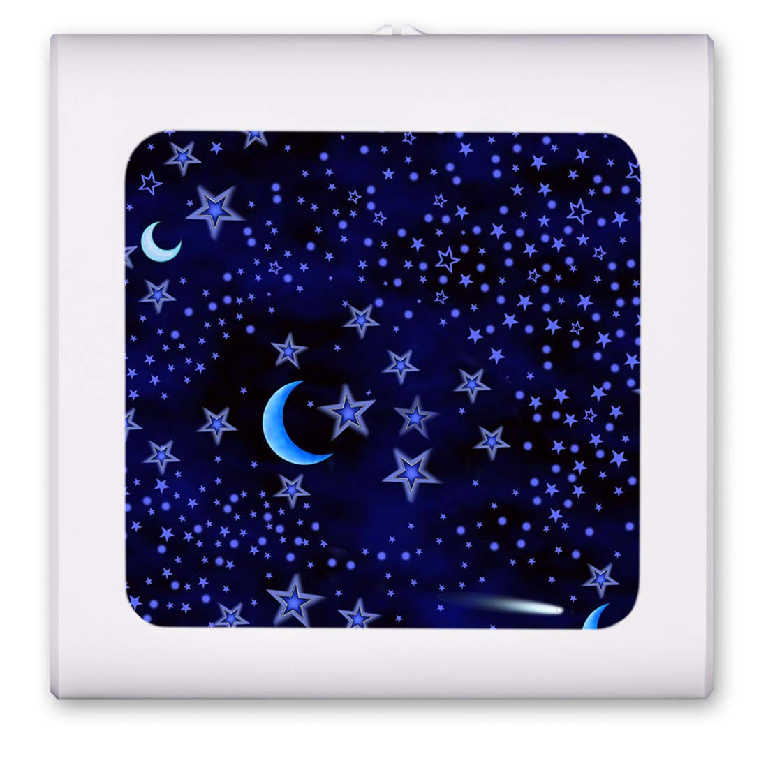 Dimmable LED Night Light with Auto On/Off Sensor - Adjustable Brightness Warm White Light for Bathroom, Hallway, Nursery & Bedrooms - Blue Stars Design - Perfect for Kids Rooms, Stair Safety & Nighttime Bathroom Visits