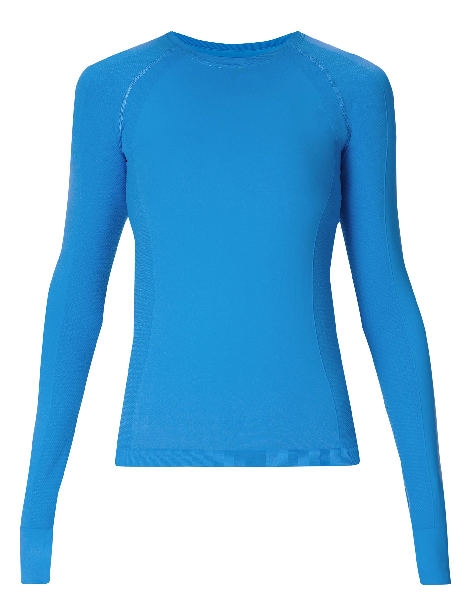 High-Performance Seamless Long Sleeve Workout Top for Women & Men - Moisture-Wicking Gym Shirt in Tidal Blue - Ideal for Yoga, Running & Fitness Training