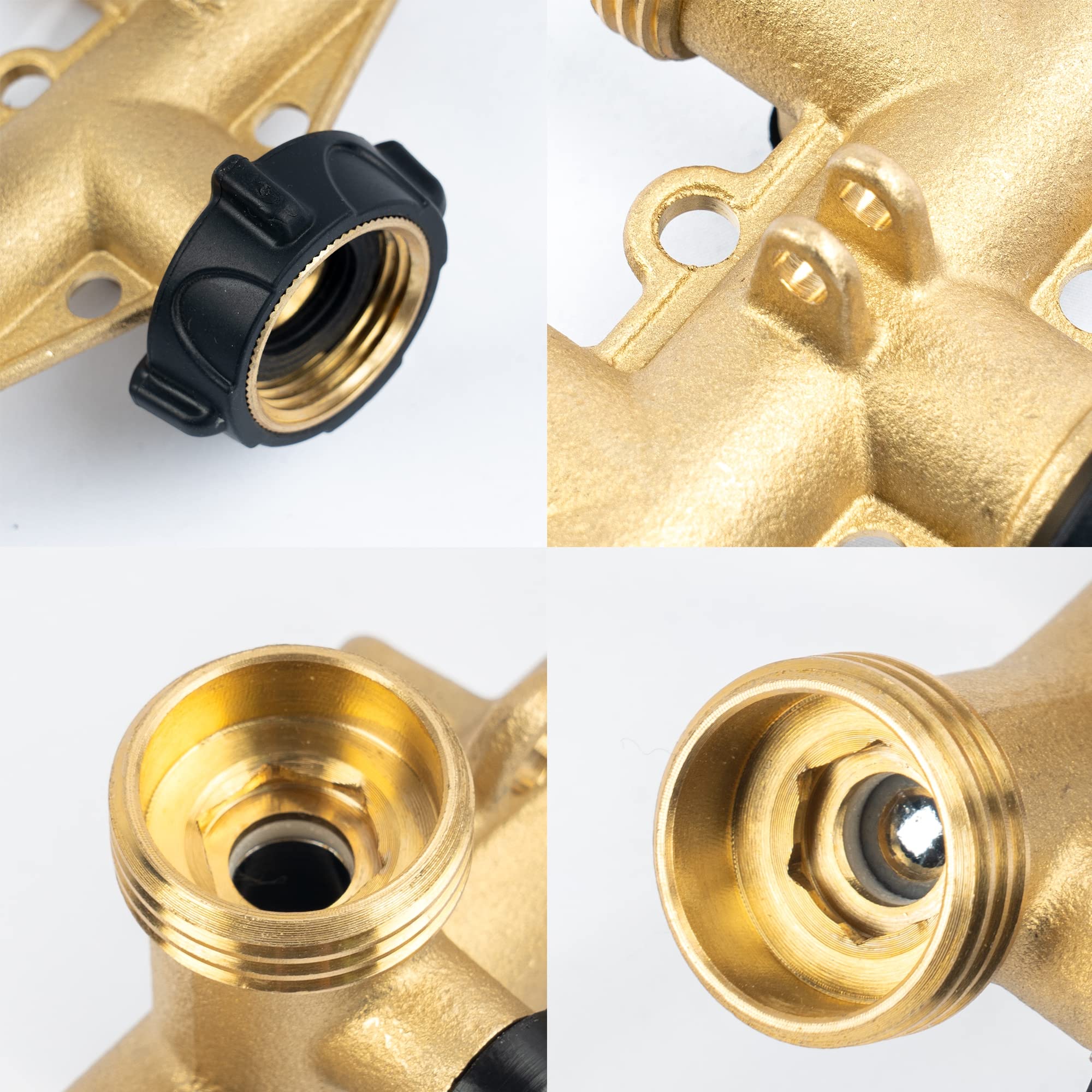 Hourleey Heavy Duty 4-Way Garden Hose Splitter - 3/4