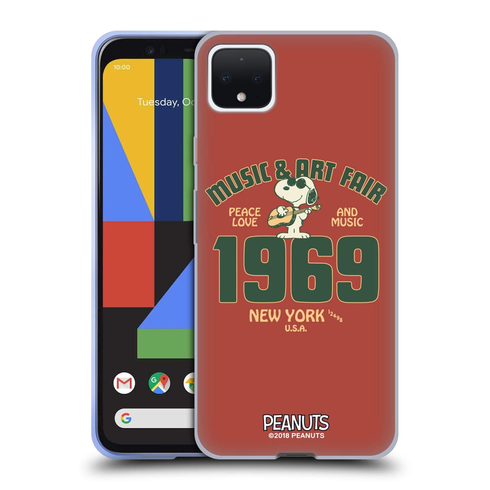 Head Case Designs Officially Licensed Peanuts Snoopy Guitar 1969 Woodstock 50th Anniversary Soft Gel Case for Google Pixel 4 XL - Perfect for Music Festivals, Concerts, and Travel