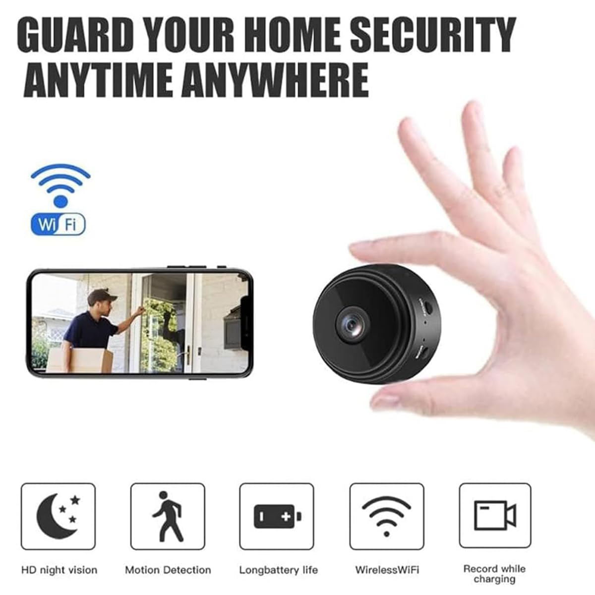 **Camtrix Mini 1080p HD Wireless Magnetic Security Camera - 3 Pack with Night Vision & Motion Detection, Covert Surveillance for Home & Office, Indoor/Outdoor Use**    *(Use Cases: Monitor baby rooms, secure garages, protect offices, or enhance outdoor property surveillance with easy magnetic mounting.)*