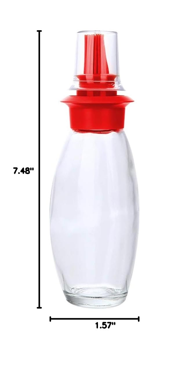 Hemoton Glass Containers - 1pc Glass Terrarium with Silicone Oil Bottle Brush & Pastry Brush for BBQ, Baking and Kitchen Use