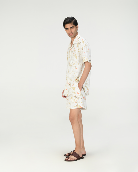 Men's Heavy Cotton Ivory Shorts - Comfortable Casual Wear for Summer, Beach, and Outdoor Activities