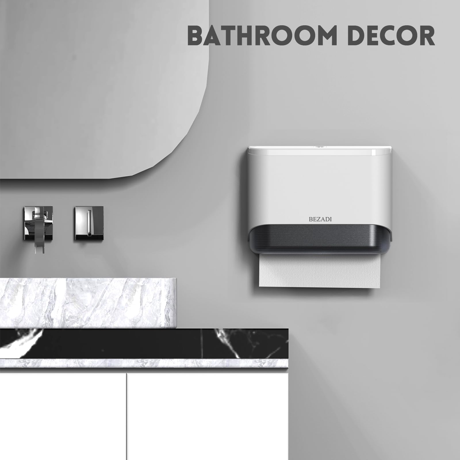 Large Capacity Wall Mount Paper Towel Dispenser with Smart Lock - 200+ Sheet White Toilet Paper Holder for Kitchen, Bathroom & Office Use