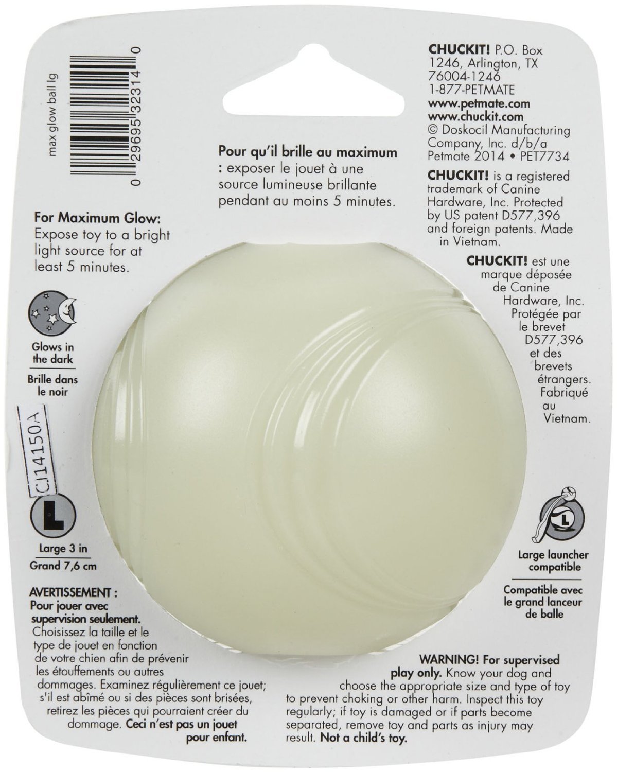 Chuckit! Max Glow Ball Dog Toy - High Visibility Fetch Toy for Night Play, Durable Rubber Chew Toy for Medium & Large Dogs - Perfect for Beach, Park & Backyard Outdoor Activities