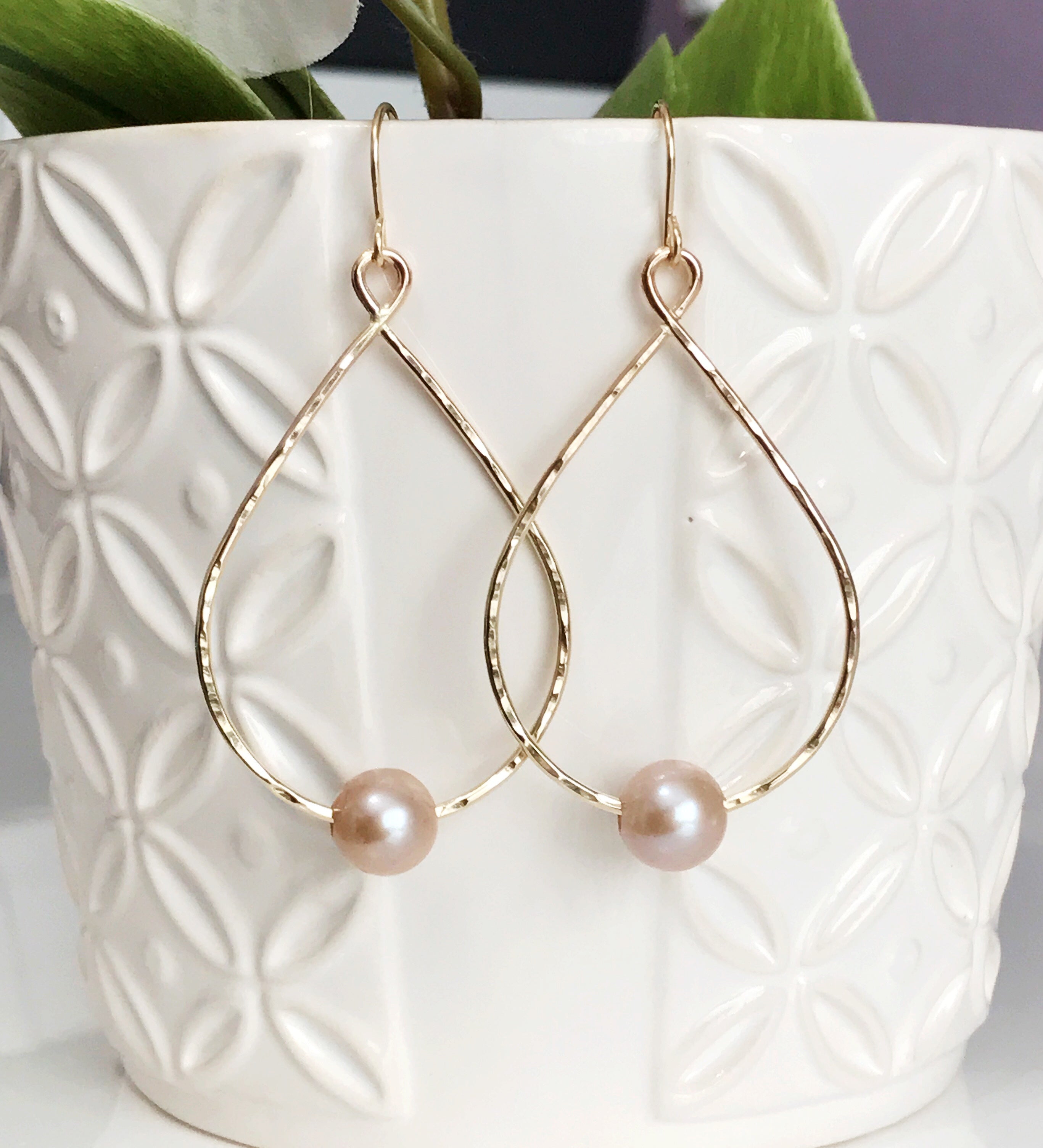 Elegant Pink Edison Pearl Earrings (E352) - Molly Style for Women | Perfect for Weddings, Parties & Everyday Wear