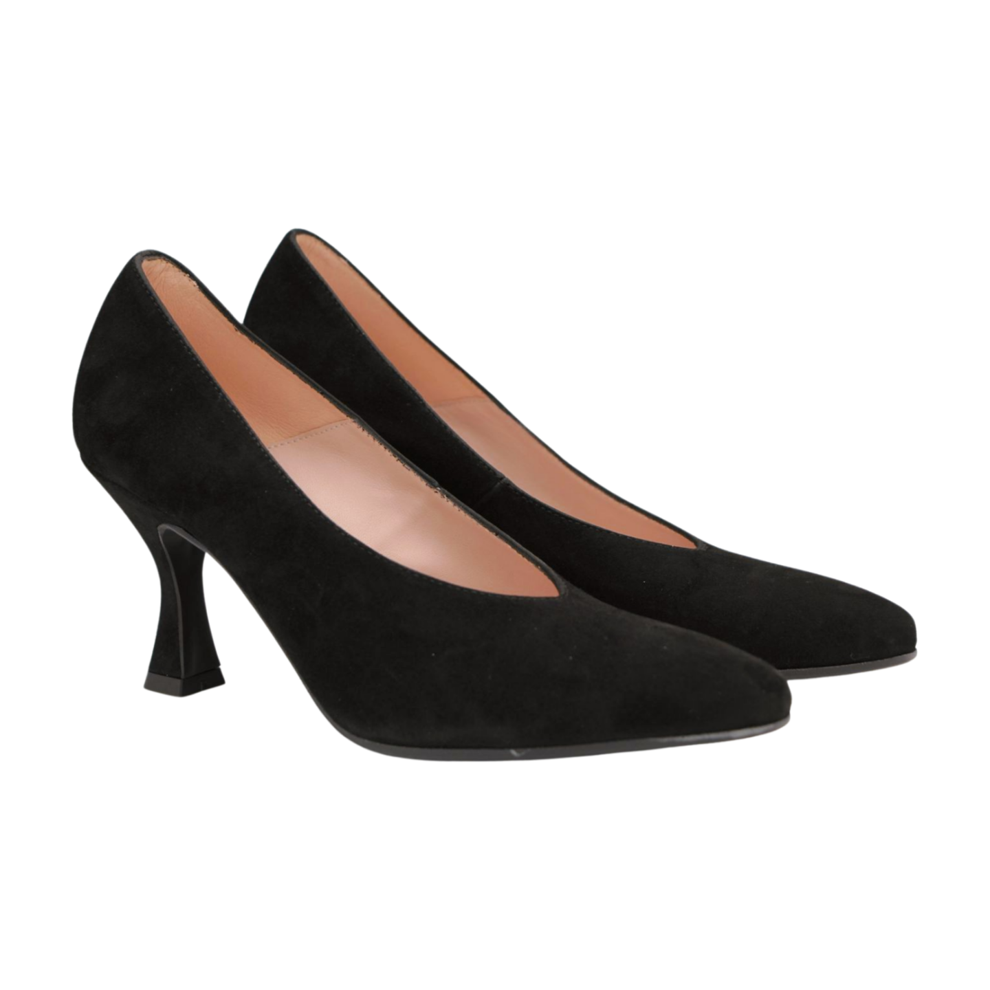 Marian Black Suede V-Cut Pointed Toe Pumps - Elegant Women's Dress Shoes for Office, Party & Special Occasions