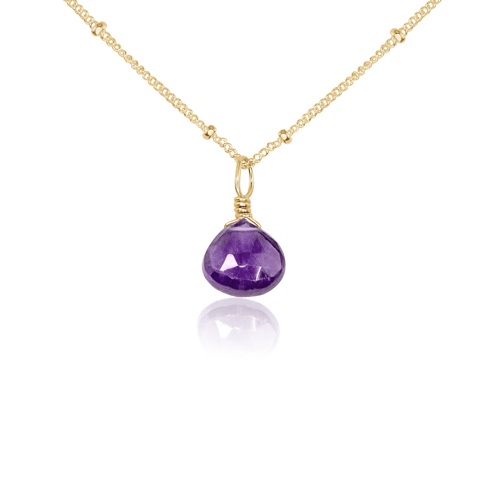 Tiny Amethyst Teardrop Crystal Pendant Necklace - Elegant Healing Jewelry for Women, Perfect for Meditation, Gifts & Spiritual Energy
