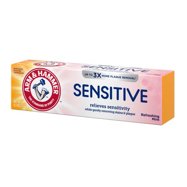 Arm & Hammer Sensitive Teeth & Gums Toothpaste - Refreshing Mint Flavor, 4.5 oz (3-Pack) | Whitening & Enamel Protection for Sensitive Teeth | Gentle Daily Care for Gum Health | Perfect for Travel & Family Use