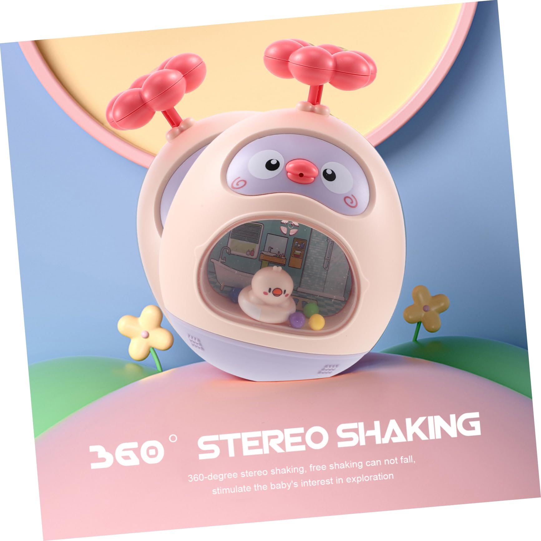 Vaguelly 2-Pack Pink ABS Animal Tumbler Toys for Kids - Bath Time Fun, Water Play & Bathtub Entertainment - Safe & Durable Toddler Bath Toys for Sensory Play