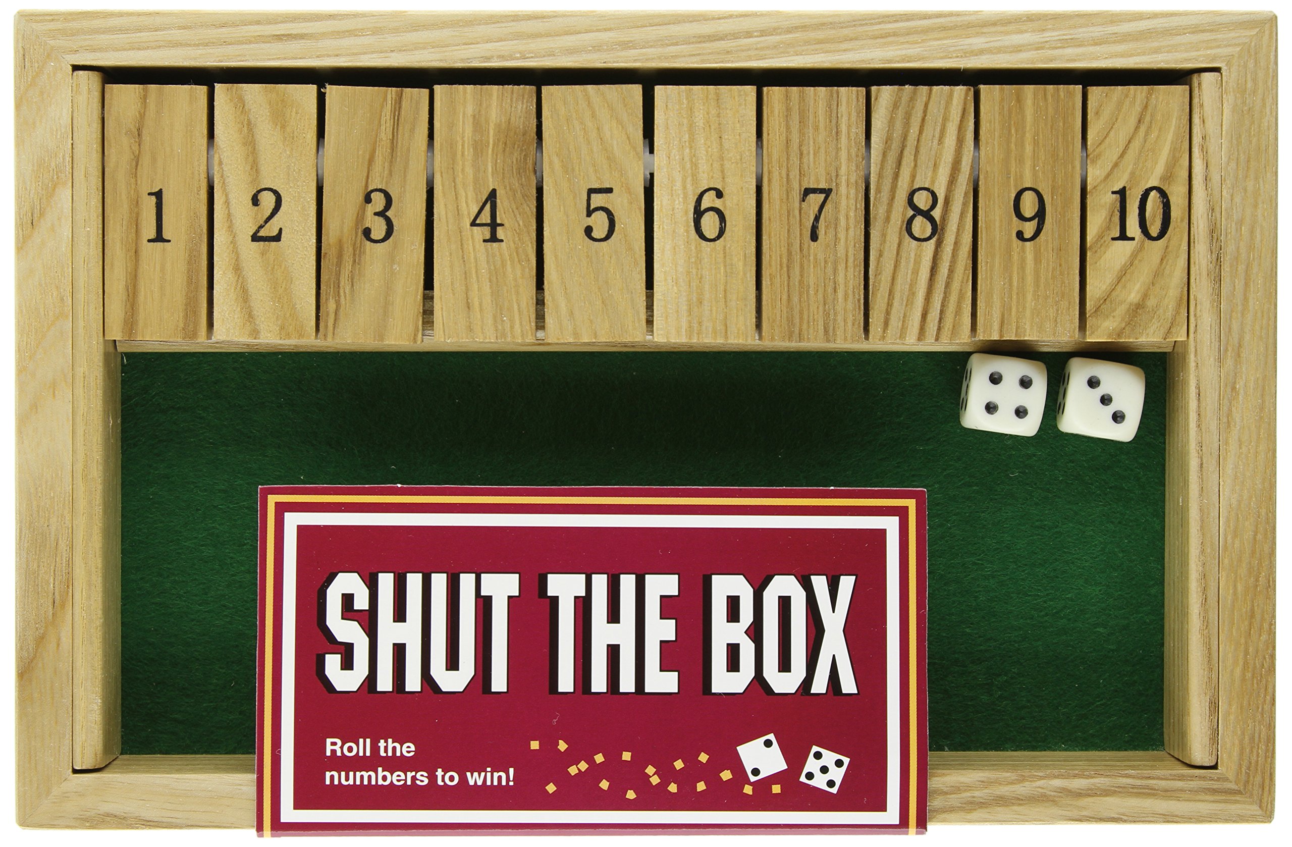 Square Root Games 0024 Shut The Box - Natural Finish Solid Hardwood - Family Board Game for Math Learning & Strategy Fun