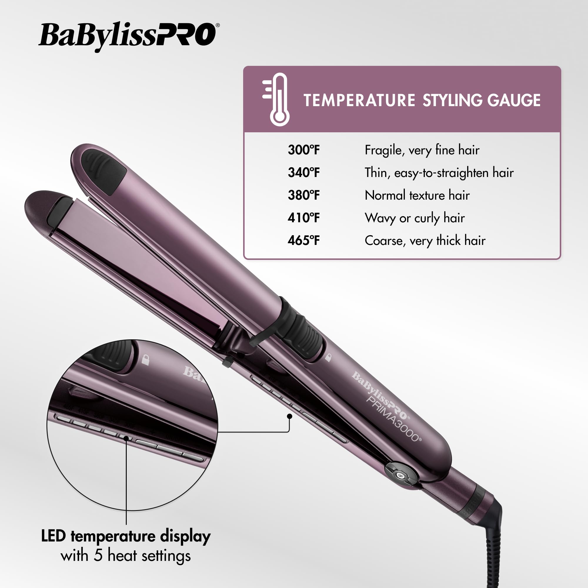 BaBylissPRO Nano Titanium Prima Ionic Hair Straightener - Professional Flat Iron for Curling & Straightening Hair | Salon-Quality Styling for Smooth, Shiny Hair at Home or On-The-Go