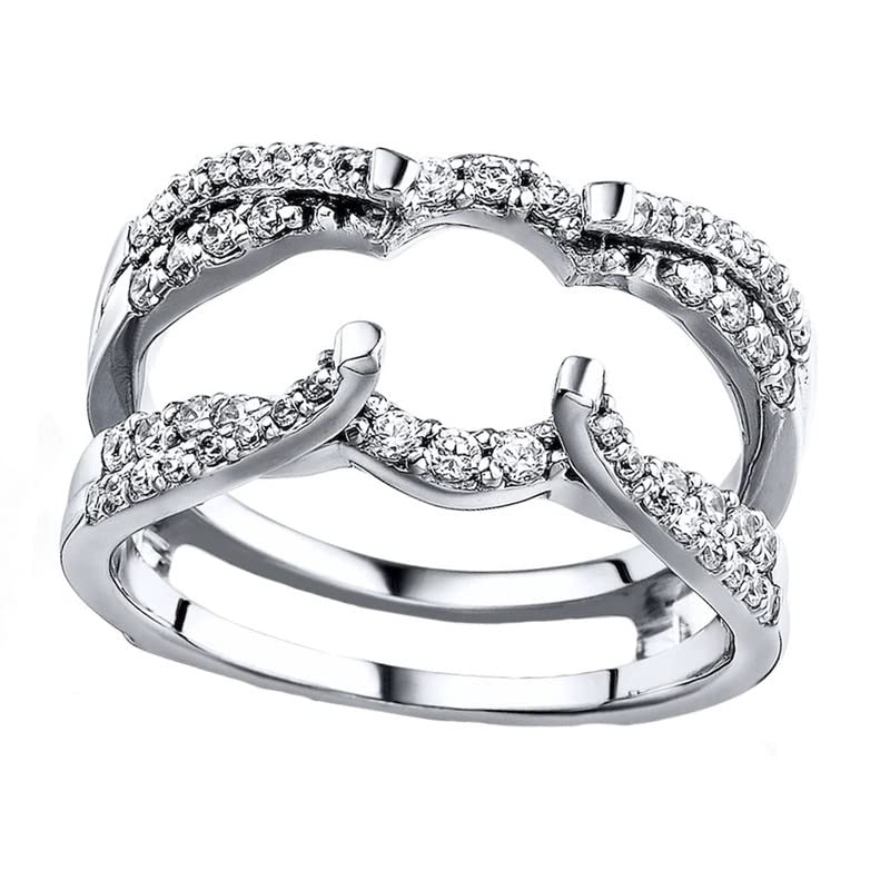 2.22 Ct Round Cut Moissanite 14K White Gold Enhancer Wrap Guard Ring Size 7 for Women | Elegant Wedding Band, Anniversary Gift, Promise Ring | Perfect for Engagement, Bridal Jewelry & Special Occasions