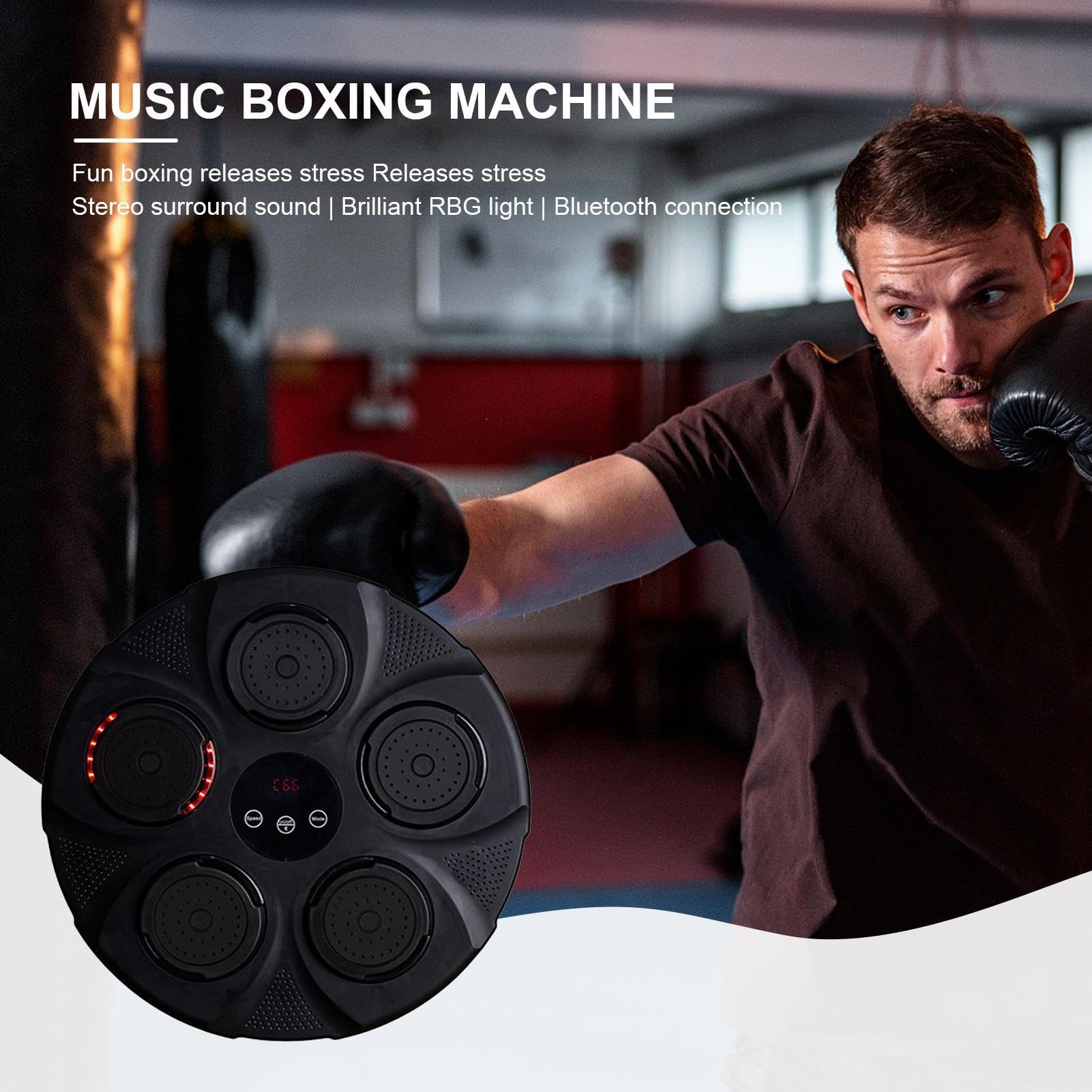 Smart Electronic Boxing Machine with Music & RGB Lights - Wall Mount Punching Target for Adult Home Workouts | Perfect for Fitness Training, Stress Relief & Fun Exercise