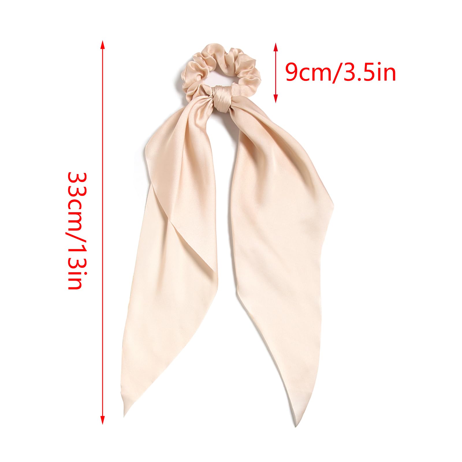 LFOUVRE 3PCS Satin Hair Scrunchie Set - Knotted Bow Hair Ties & Elastic Bands for Women & Girls - Soft Ponytail Holders (Camel, Apricot, Ivory) - Perfect for School, Work, Parties & Everyday Styling