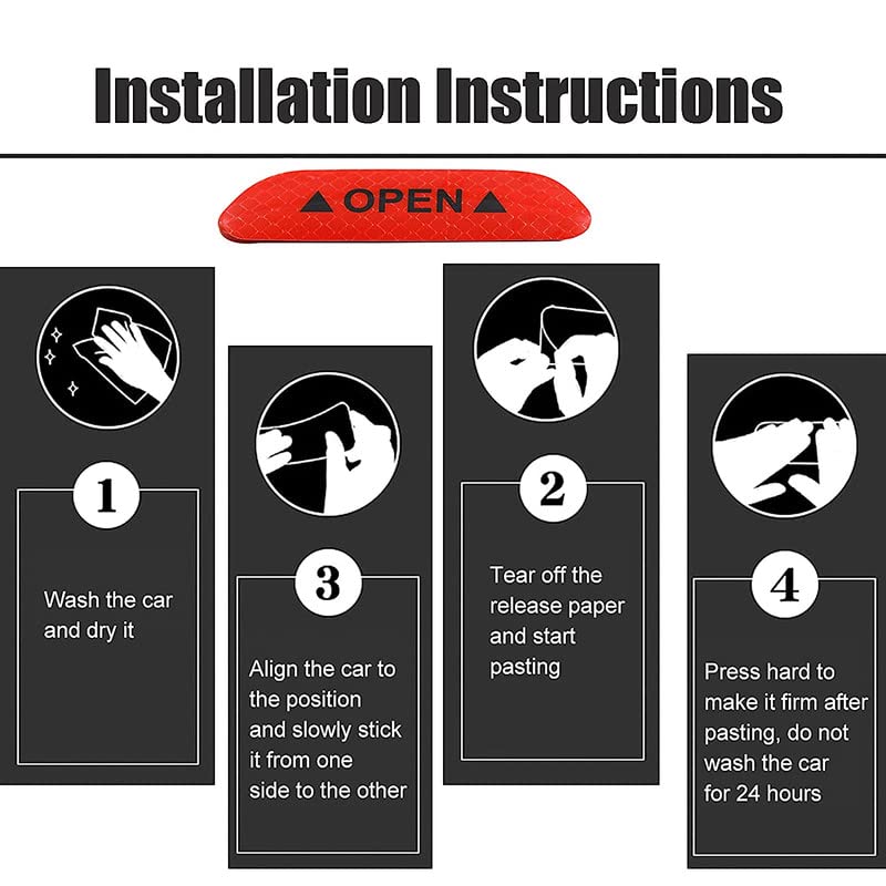 Mr Fix® 4-Pack Red Reflective Car Door Safety Warning Stickers - Universal Fit for Maruti Swift & Other Vehicles - Enhance Nighttime Visibility for Parking Lots & Roadside Emergencies