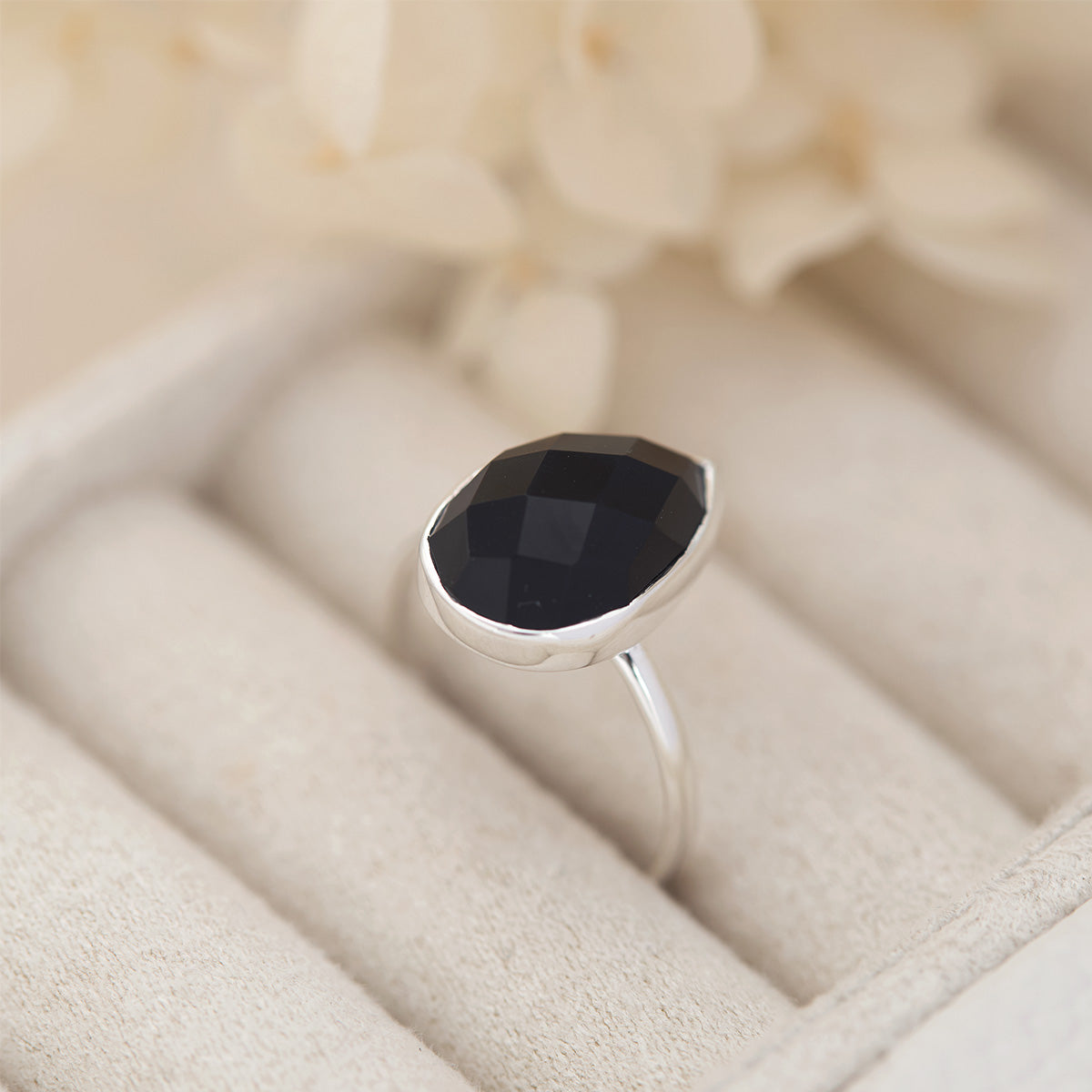 Freesia Onyx Silver Ring for Women - Elegant Black Onyx Stone Jewelry Gift for Her, Perfect for Weddings, Parties & Everyday Wear