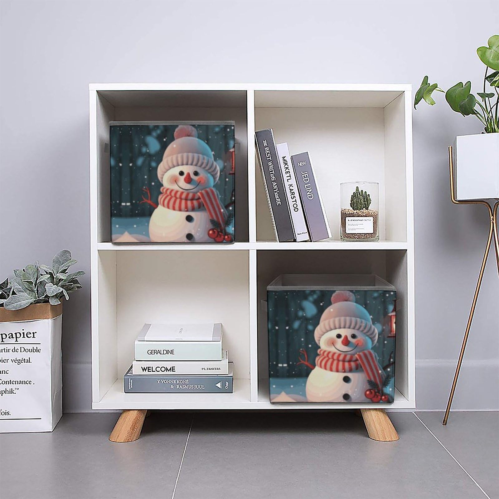 Foldable Snowman Storage Cubes with Handles - Cute Clothes Organizer Bins for Cabinet, Shelf & Closet Organization | Perfect for Seasonal Decor & Kids Room Storage