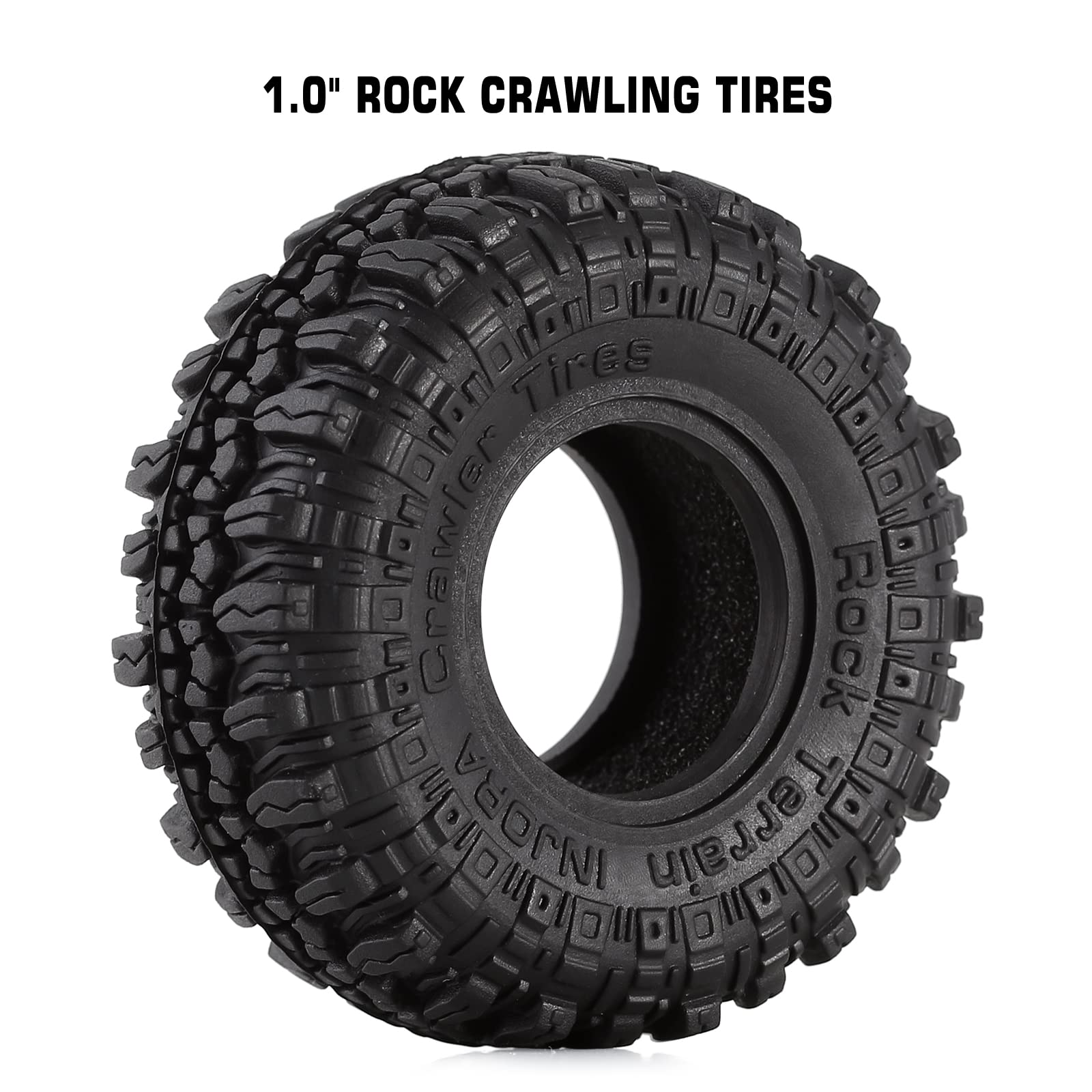 **INJORA SCX24 RC Crawler Tires & Shocks - Soft Rubber Off-Road Wheels with Foam Inserts & Threaded Shocks for Rock Crawling - Compatible with SCX24 Models - Perfect for Kids, Teens, and Adults - Ideal for Trail, Rock, and Off-Road Adventures**