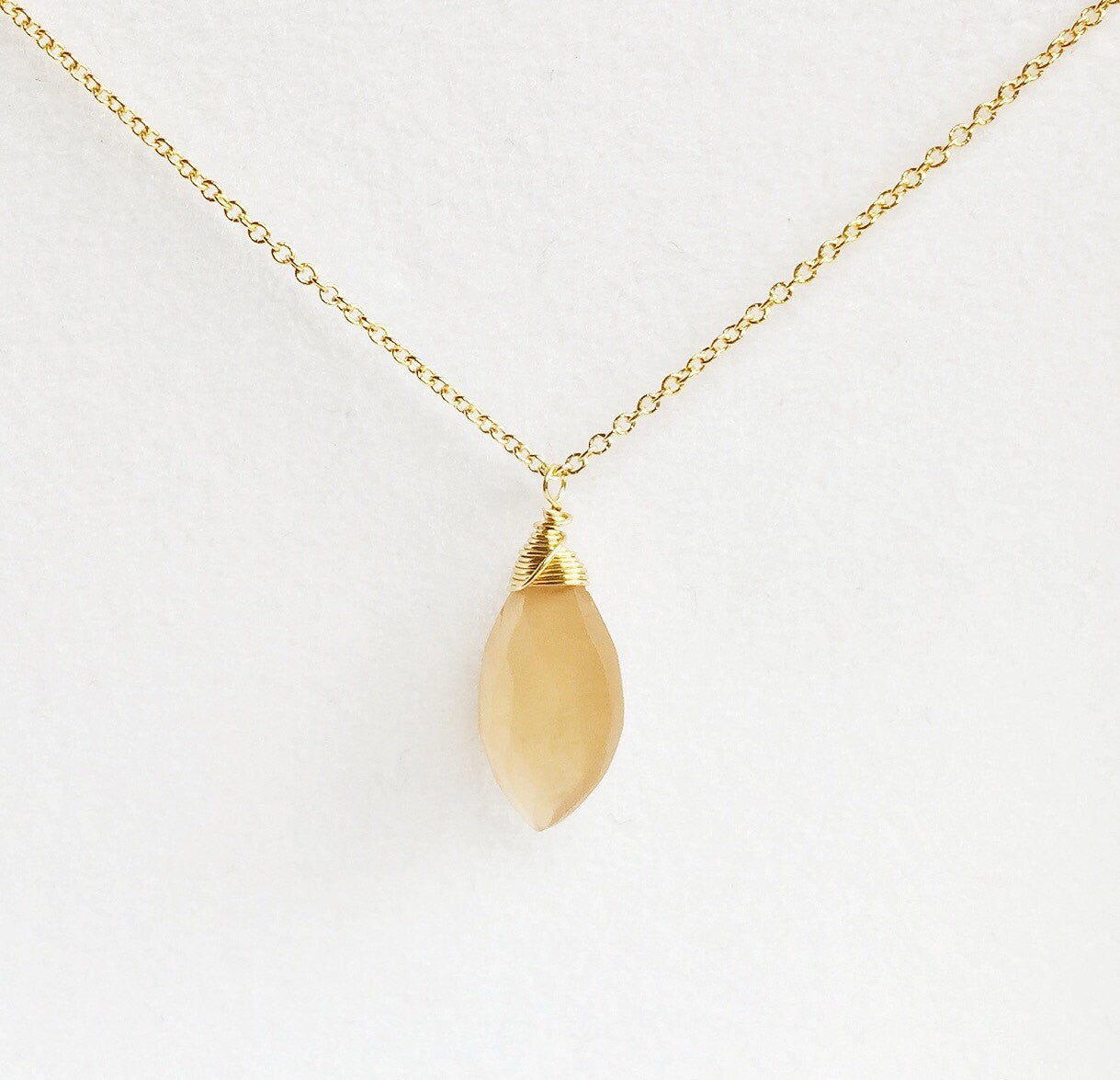 Yazmin Peach Moonstone Necklace (N213) - Elegant Jewelry for Women, Perfect for Weddings, Parties & Everyday Wear