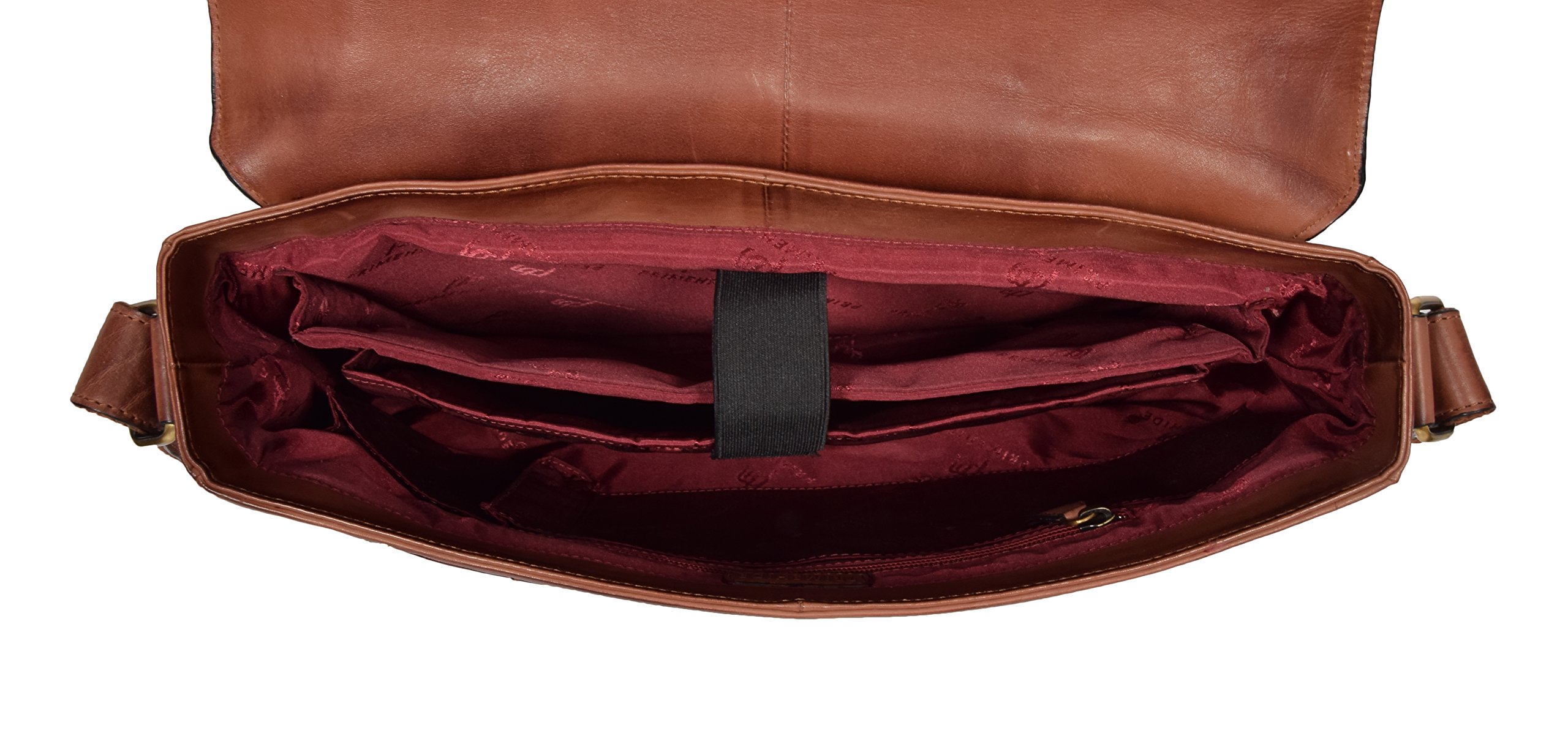 Genuine Leather Two-Tone Messenger Bag for Men & Women - Crossbody Laptop Satchel with Organizer Compartments - Perfect for Work, Travel & Daily Commute