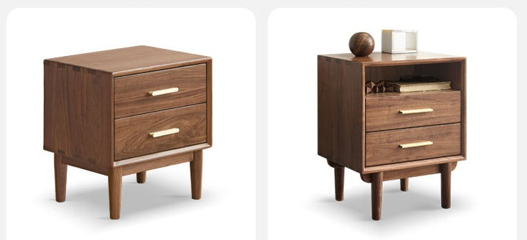 Solid Black Walnut Wood Nightstand - Bedside Table with Drawer for Bedroom Furniture, Modern Home Decor & Storage Solution