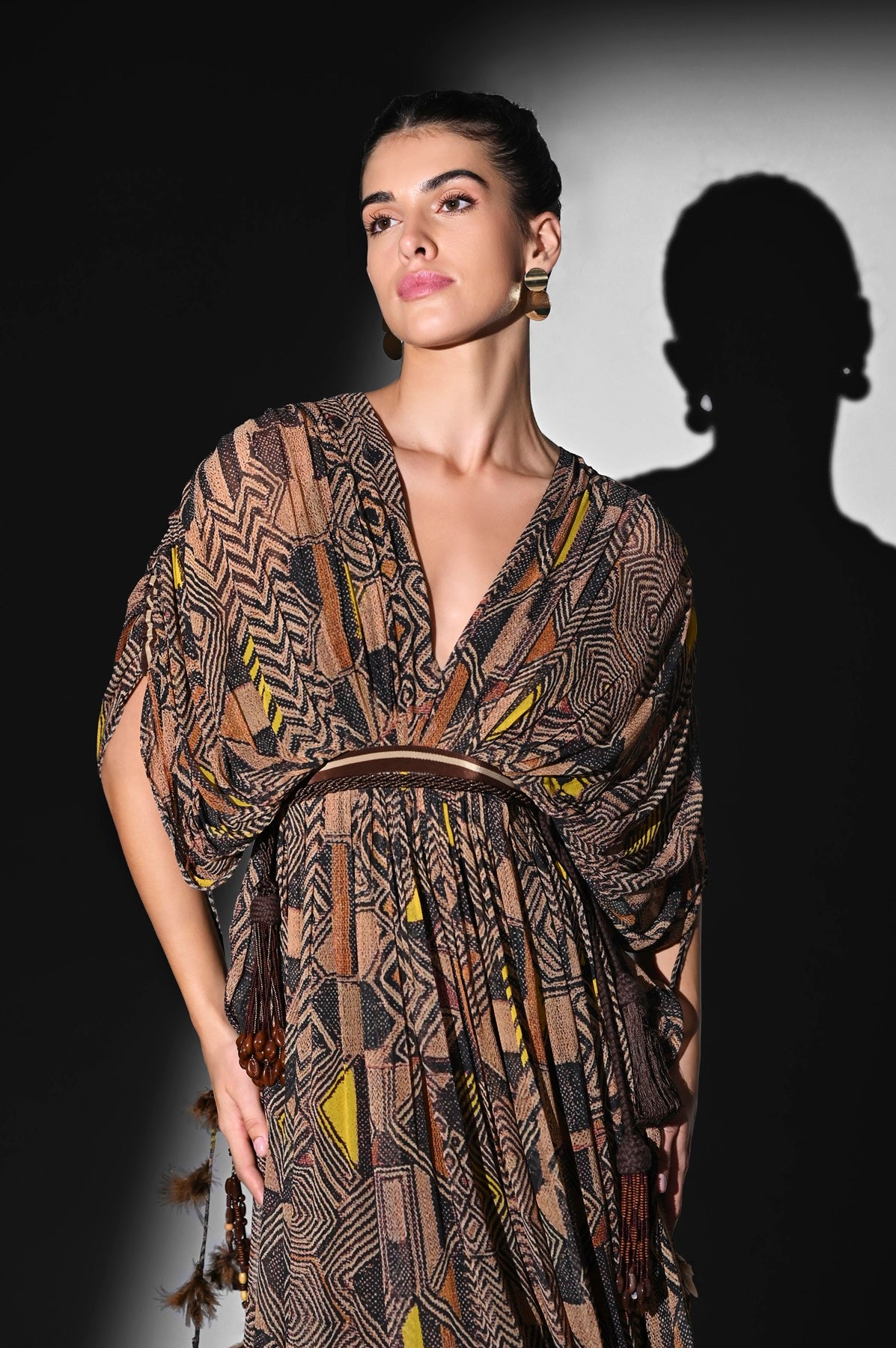 Stylish Geometric Canary Midi Dress for Women - Perfect for Casual Outings, Parties & Summer Events