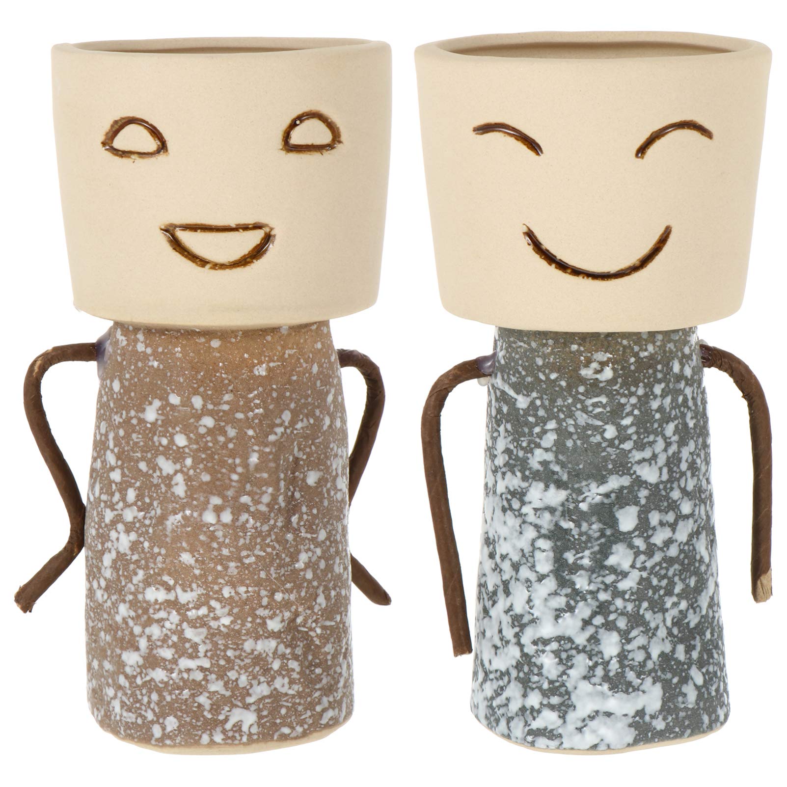 DOITOOL 2-Pack Creative Human-Shaped Ceramic Succulent Pots - Small Mini Planters for Succulents, Cacti, Air Plants - Perfect for Home Office Desk Decor, Wedding Centerpieces & Gift Ideas