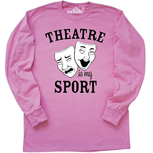 Inktastic Theatre is My Sport Black and White Long Sleeve T-Shirt for Actors, Drama Students & Theatre Lovers - Comfortable Performance Shirt for Stage Shows, Acting Classes, Rehearsals, Casual Wear & Gifts - Perfect for Auditions, Backstage, Drama Club & Theatre Events