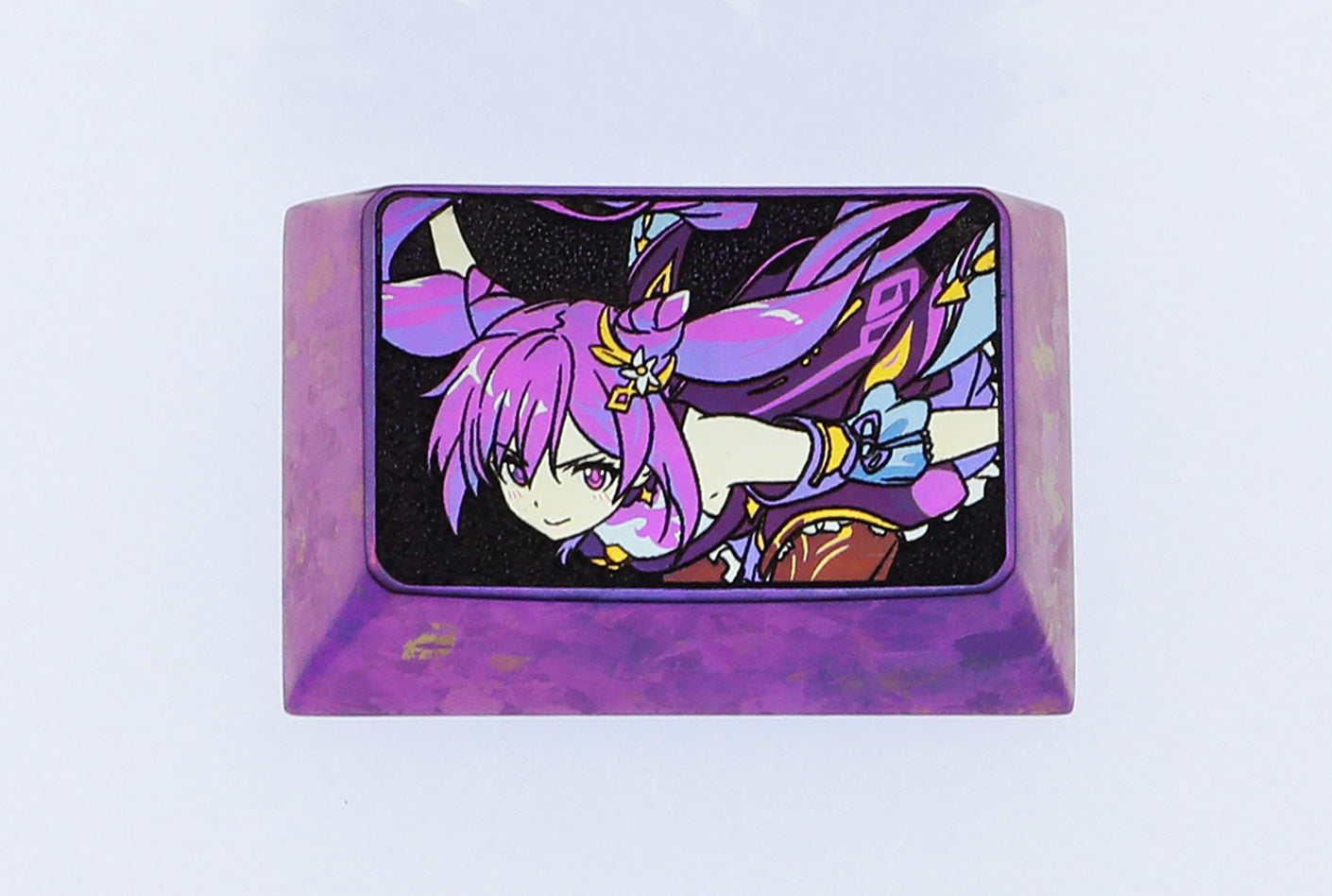 Keqing Titanium Alloy 1.5U Custom Mechanical Keyboard Keycaps - Anime Genshin Impact Themed Keycaps for Gaming & Typing Enthusiasts | Perfect for PC, Mac, and Mechanical Keyboard Customization