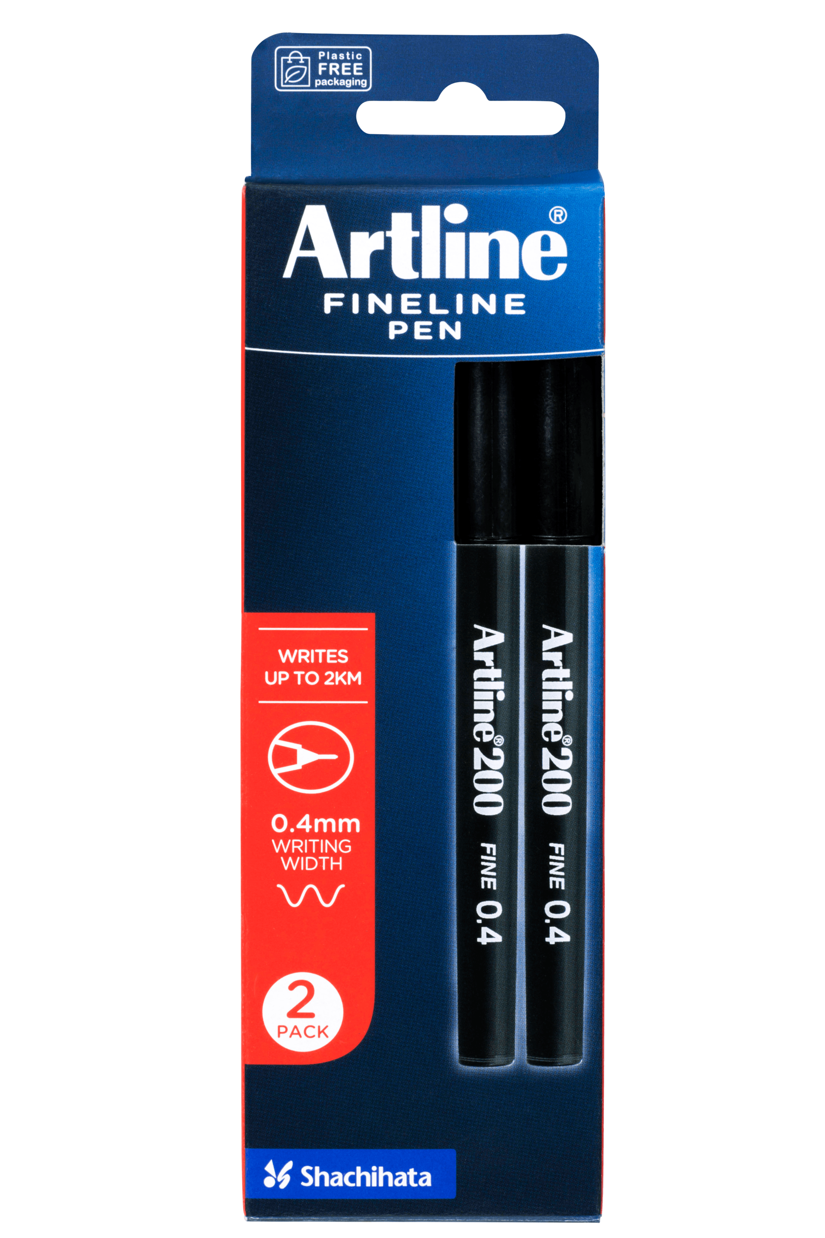 Artline 200 Fineliner Pen - Ultra Fine 0.4mm Black Marker - 2 Pack Set for Sketching, Journaling & Note Taking - Perfect for Artists, Students & Office Use