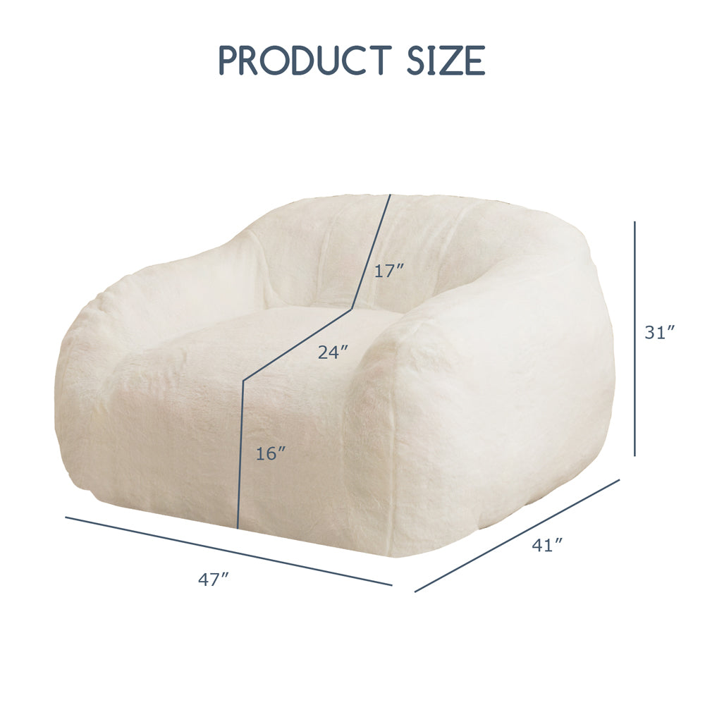 MAXYOYO Oversized Bean Bag Chair with Armrests - Extra Large Comfortable Gaming Lounger, Reading Sofa for Adults & Teens - Soft Beige Fabric - Perfect for Living Room, Bedroom, Dorm or Game Room Relaxation